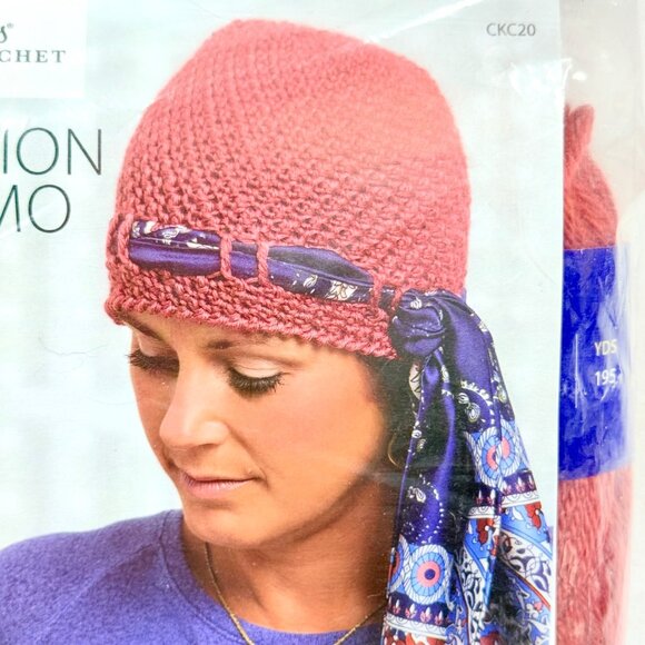 Annie's Caring Crochet Fashion Chemo Caps Kit With Yarn & Scarf - New - Picture 2 of 5